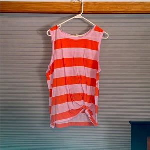 Coral orange and white tank top